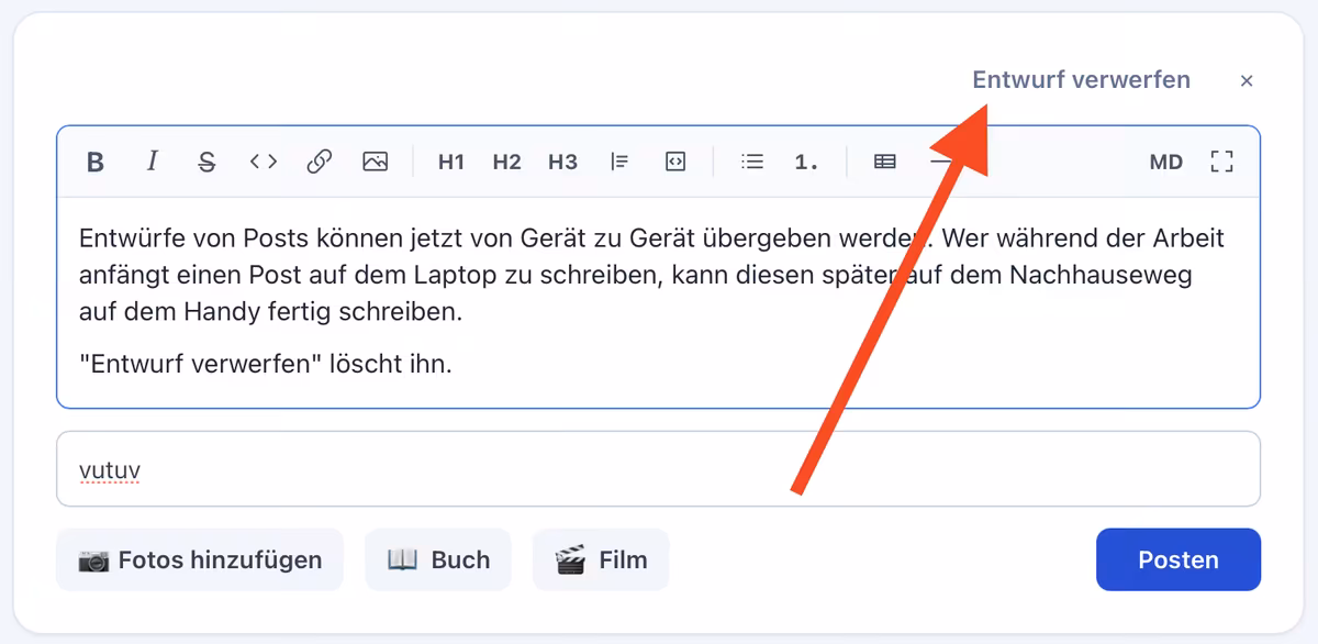 Screenshot vom Post Editor.
