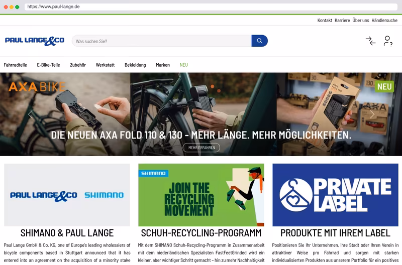 Die Paul Lange & Co. OHG ist eines der führenden Unternehmen der europäischen Fahrradbranche. Seit 1967 ist das im April 1949 gegründete Stuttgarter Unternehmen der deutsche Generalvertreter für SHIMANO Komponenten. Darüber hinaus vertritt Paul Lange & Co