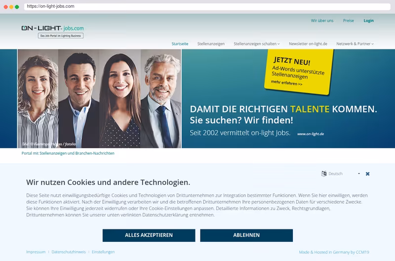 ON-LIGHT-jobs.com – Das Jobportal im Lighting Business!