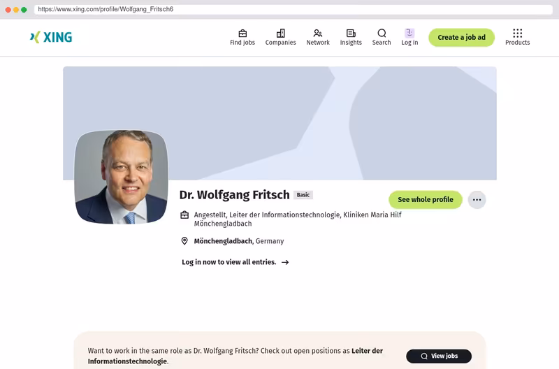 Verweis auf XING