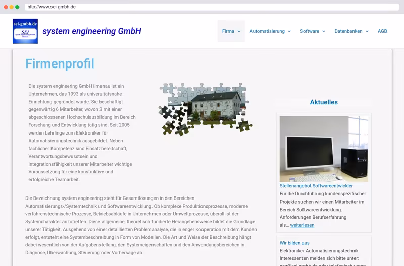 Homepage der Firma