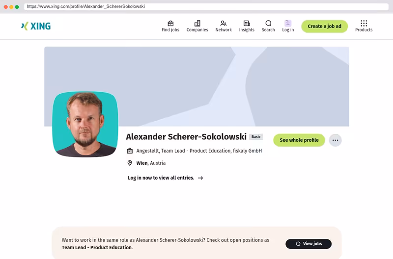 Mein Xing Profil