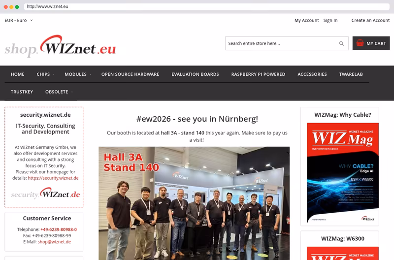 WIZnet hardwired TCP/IP