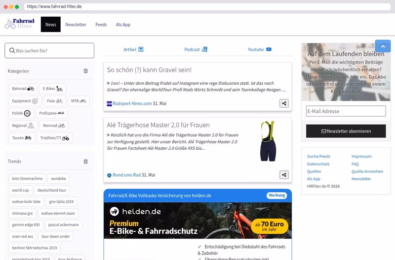Newsaggregator für alle Fahrradblogs
