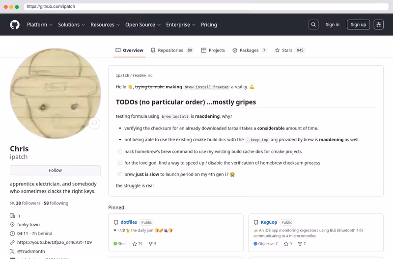 github profile page.