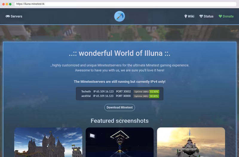 Minetestserver Projektpage