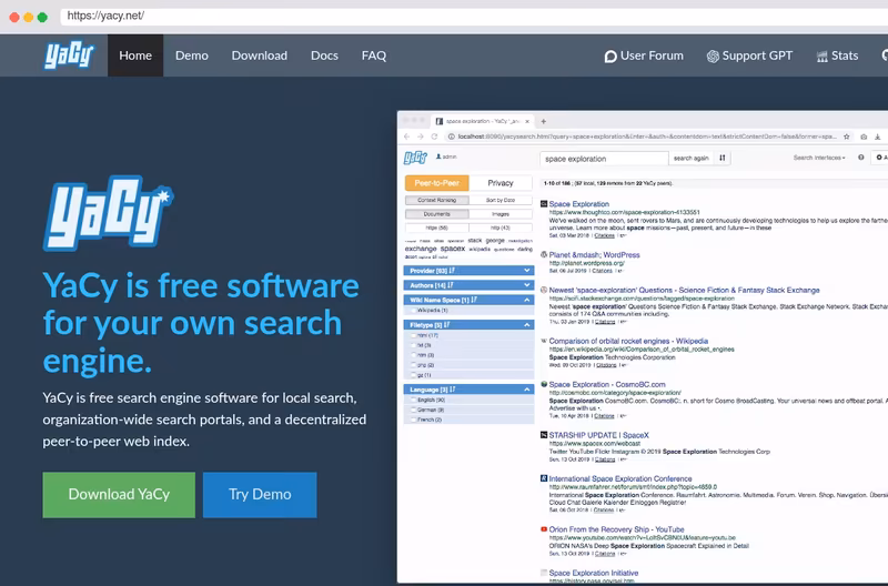 freie Suchmaschinensoftware YaCy