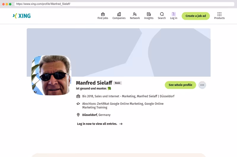XING Profil - Manfred Sielaff