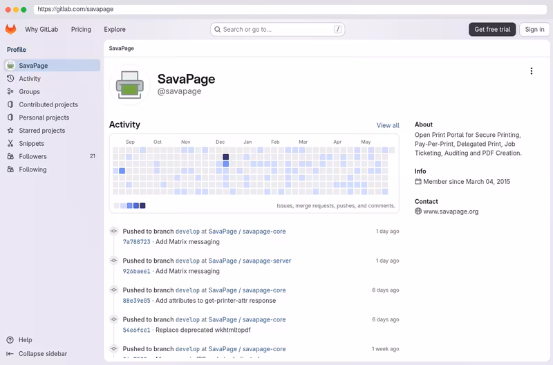 SavaPage @ GitLab