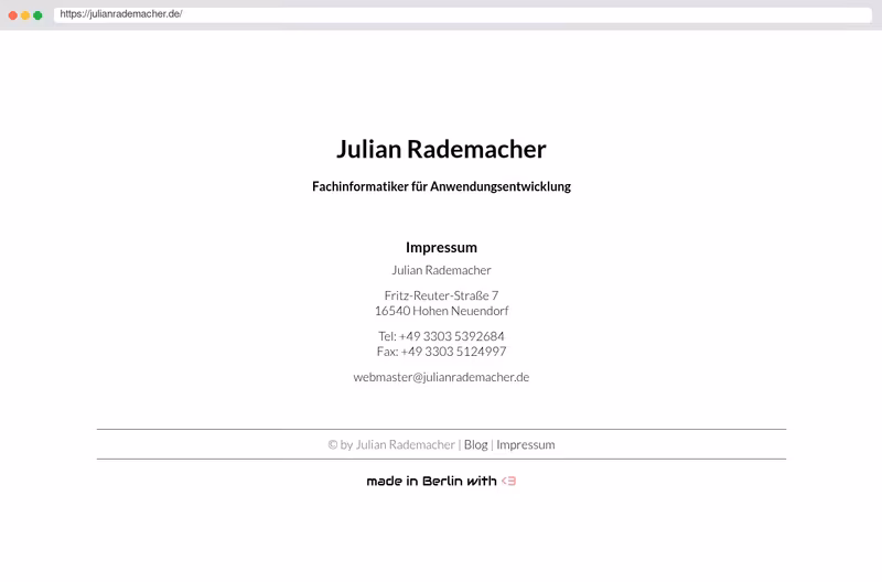 einfache Web-Visitenkarten