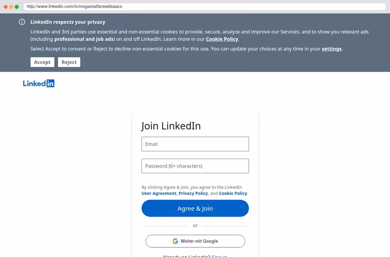 Linkedin profile