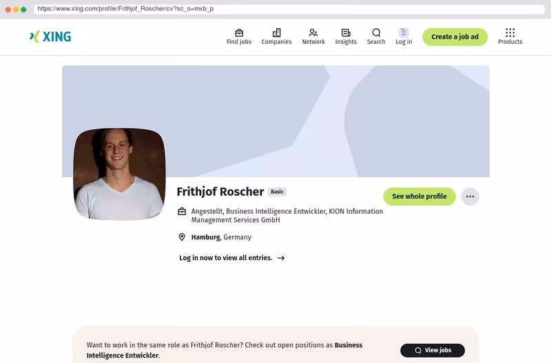 XING Profil 