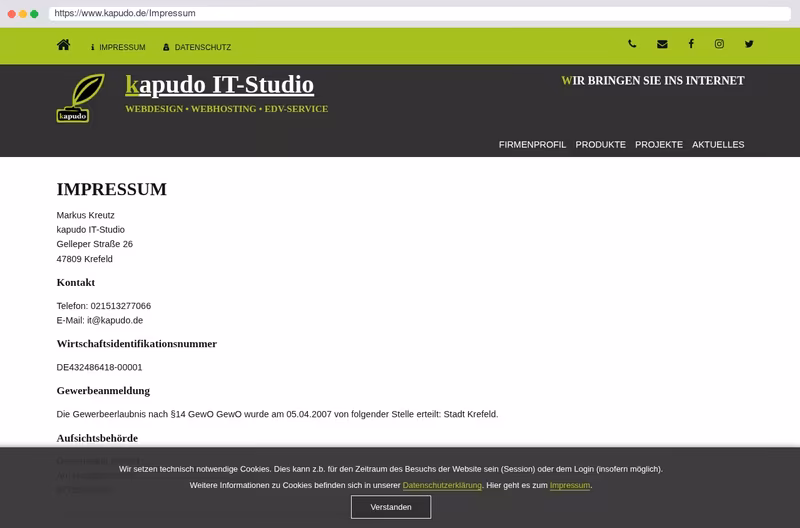 Impressum kapudo IT-Studio