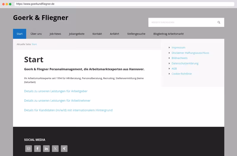 Goerk & Fliegner Personalmanagement Seite