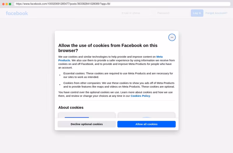 Facebook account