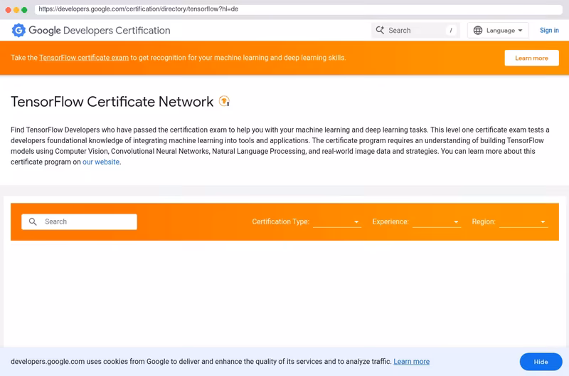 Tensorflow Certification