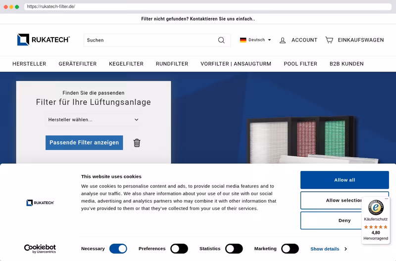 Filter für Lüftungsanlagen von Rukatech