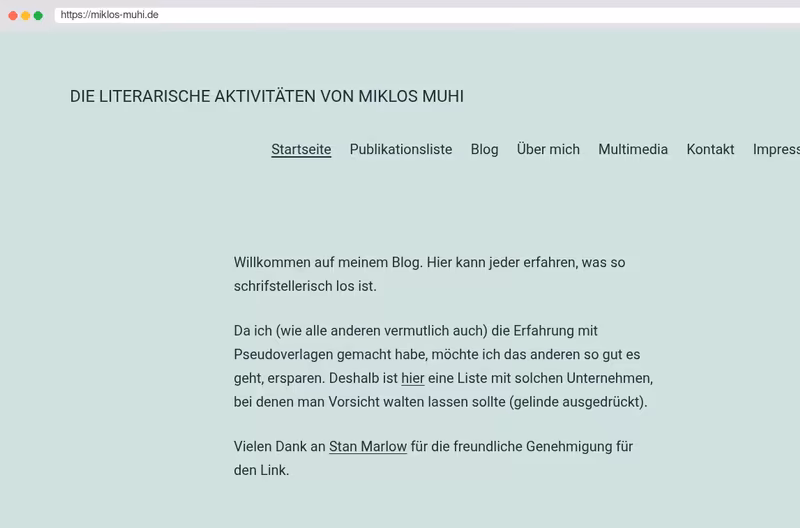Meine Webseite als Schrifsteller