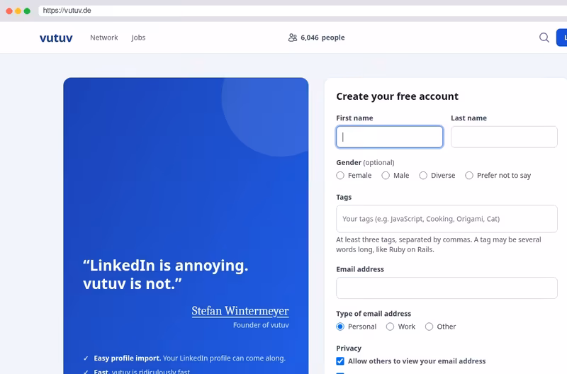 The website of vutuv