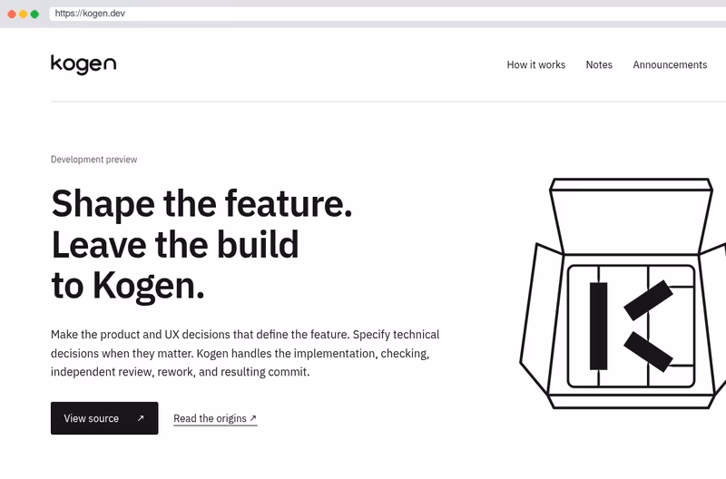 Kogen — open-source software-building system