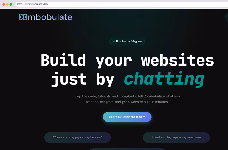 Combobulate — conversational website building