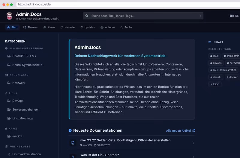 The website of Admin:Docs