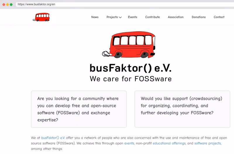 The website of busFaktor() e.V.
