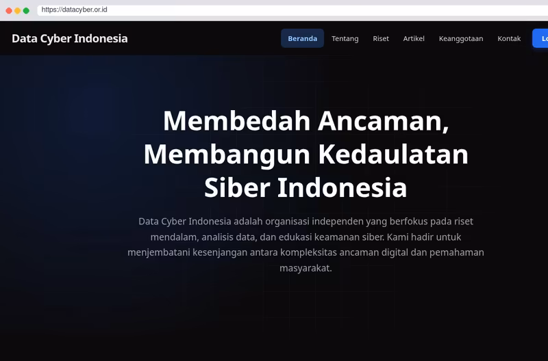 The website of Data Cyber Indonesia